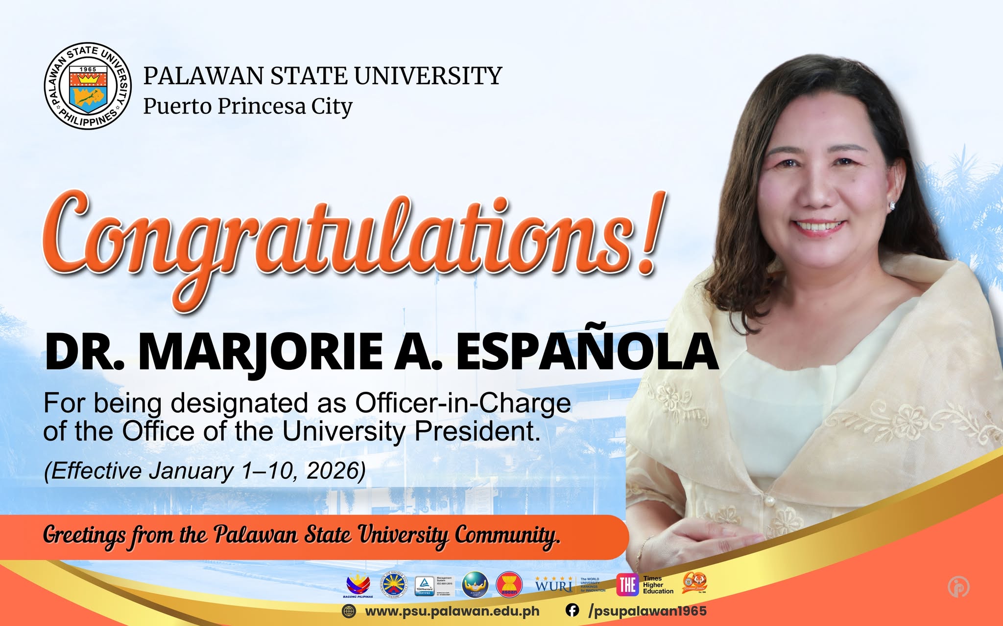 Officer-in-Charge from January 1 to January 10, 2026
